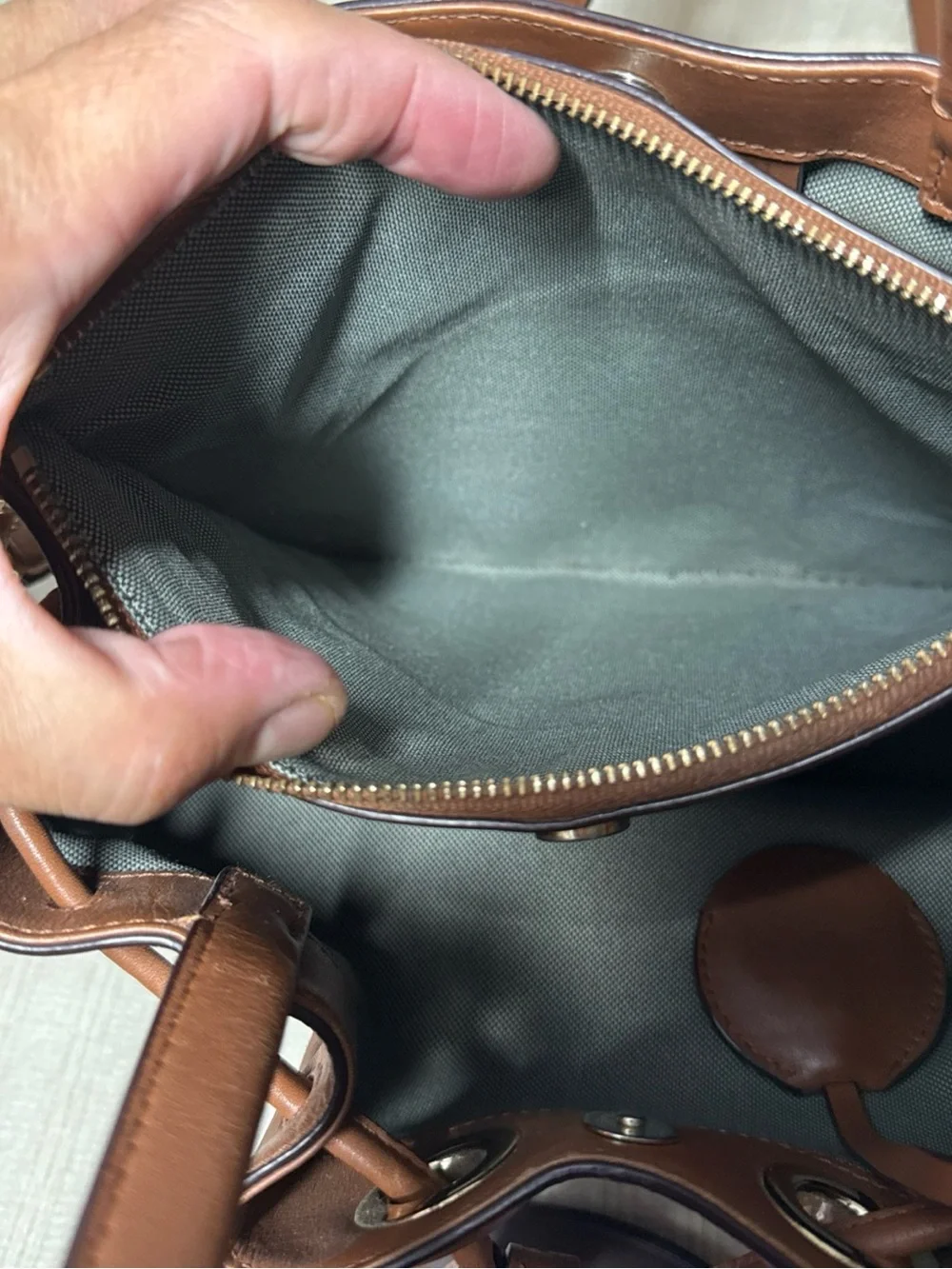 Cole Haan Leather Bucket Bag Grand Series (British Tan Color) Grand Series